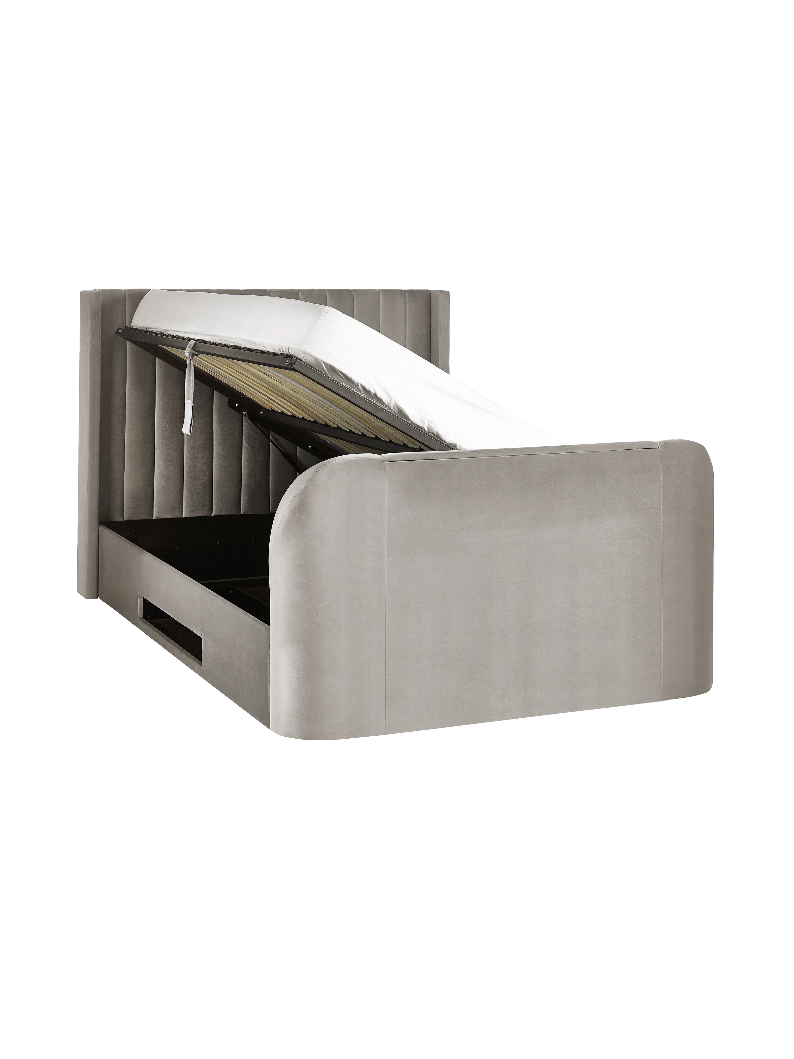 Alston Light Grey Velvet Ottoman TV Bed Double